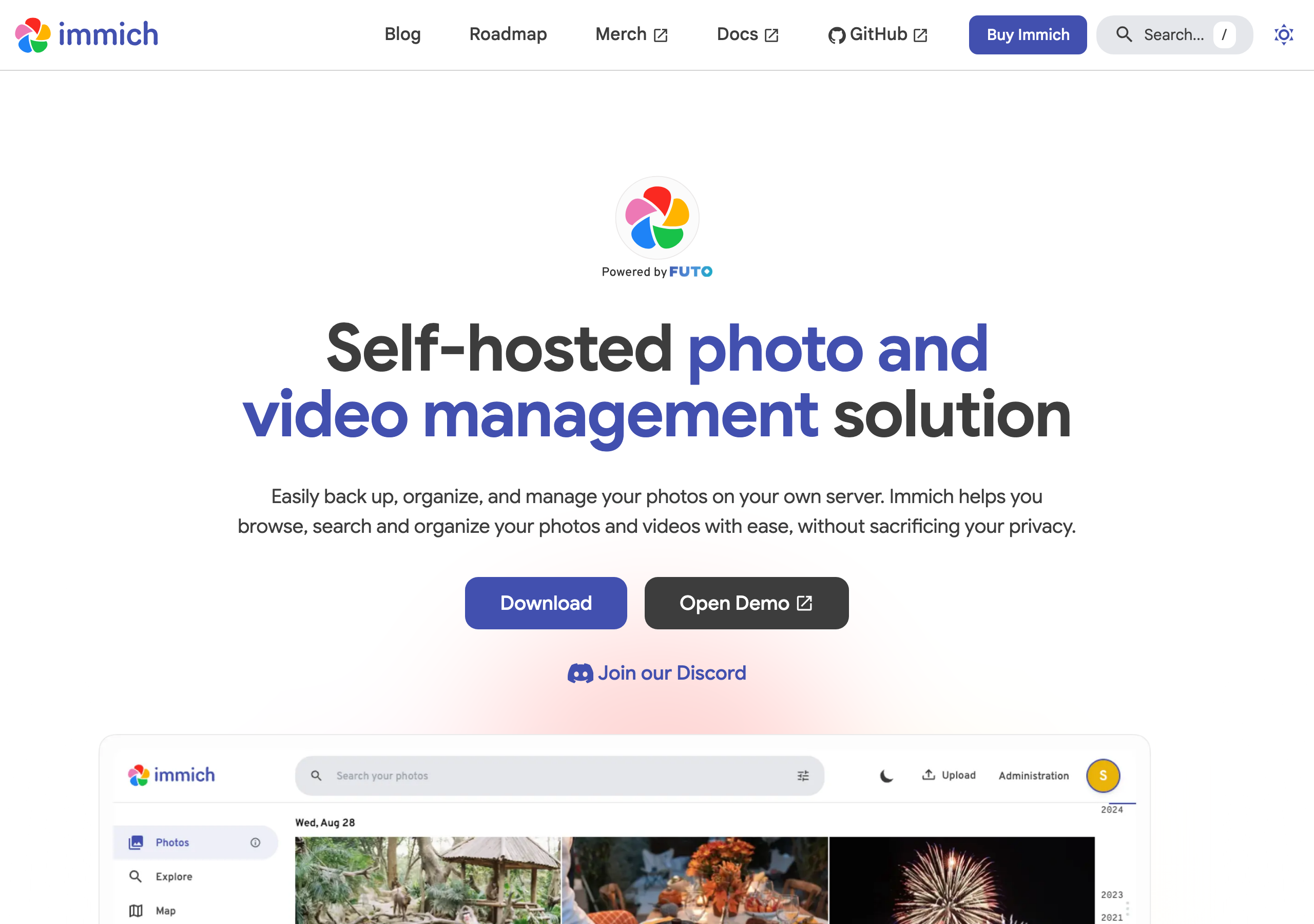 Immich website