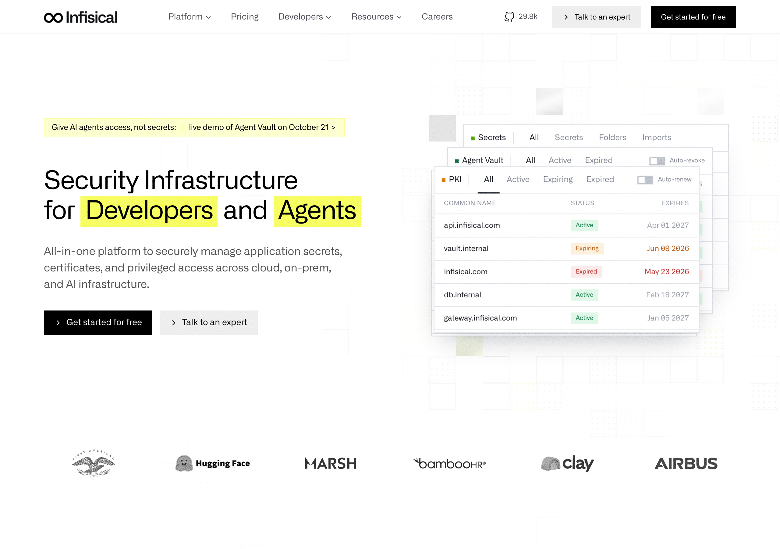 Infisical website
