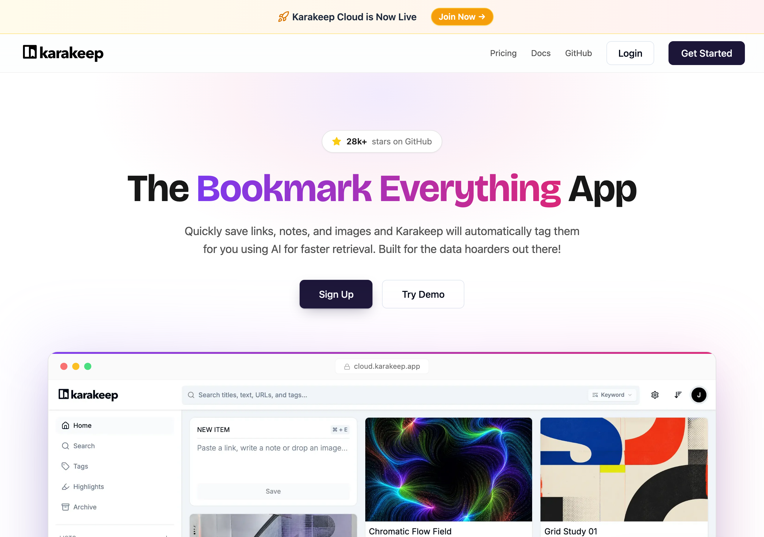 Karakeep website