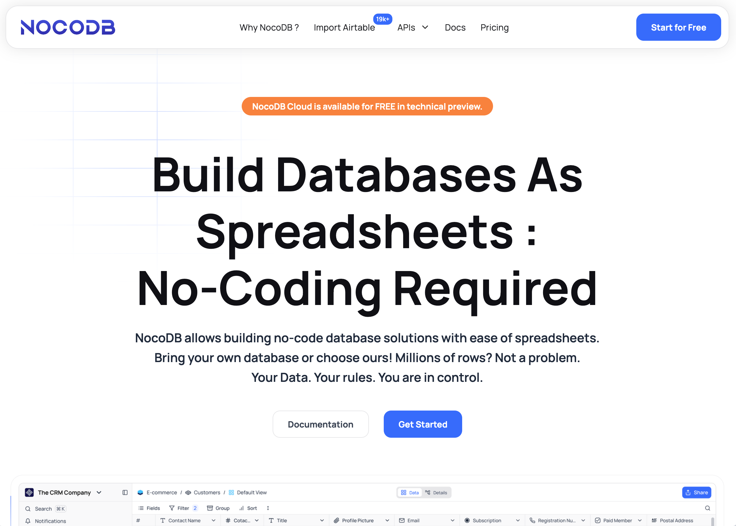 NocoDB screenshot