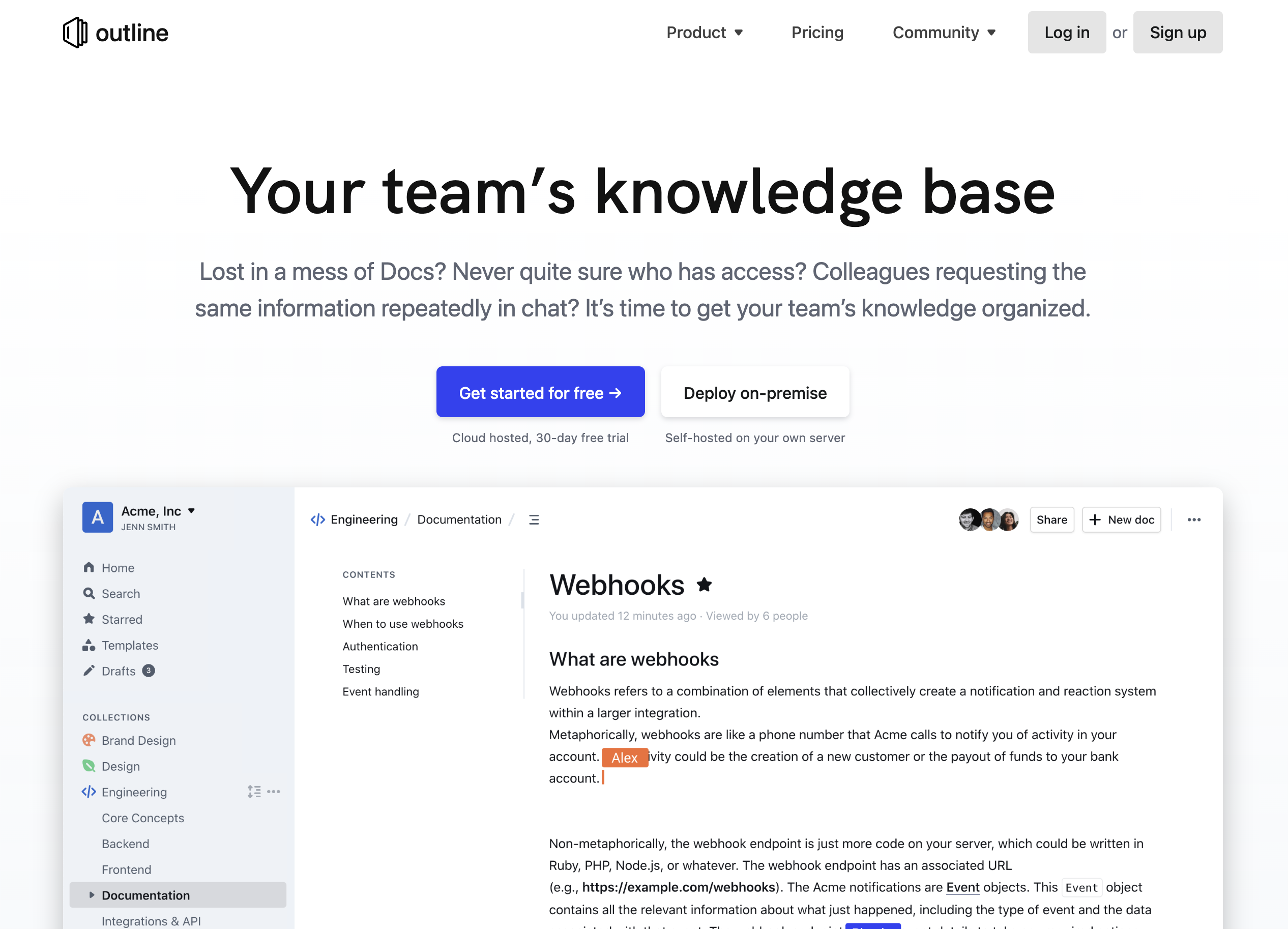 Outline - Outline is the fastest knowledge base for growing teams. Beautiful, realtime collaborative, feature packed, and markdown compatible.