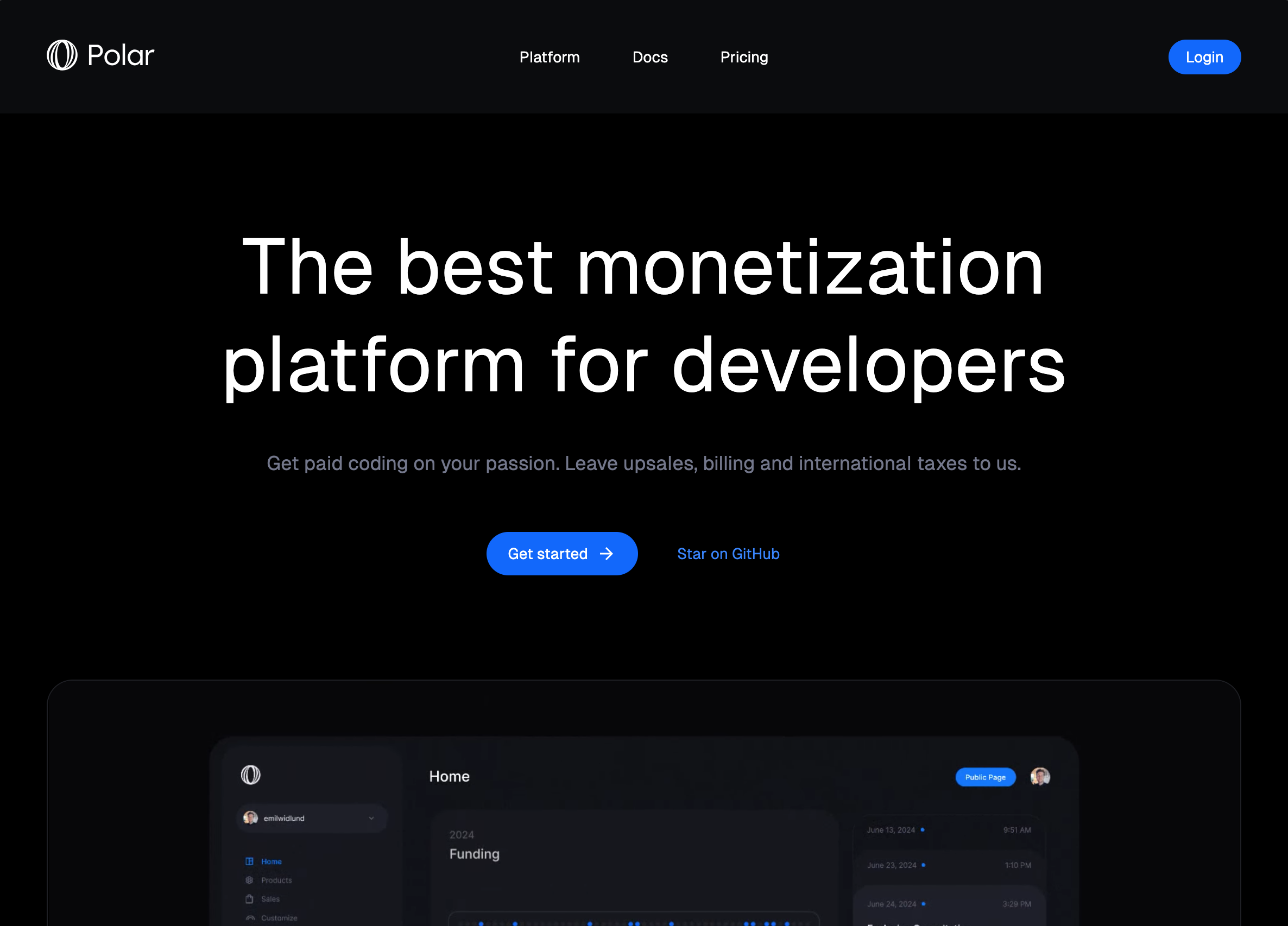 Polar - Polar is an open-source monetization platform designed for developers and open-source projects, withsponsorships, donations, and other revenue streams.