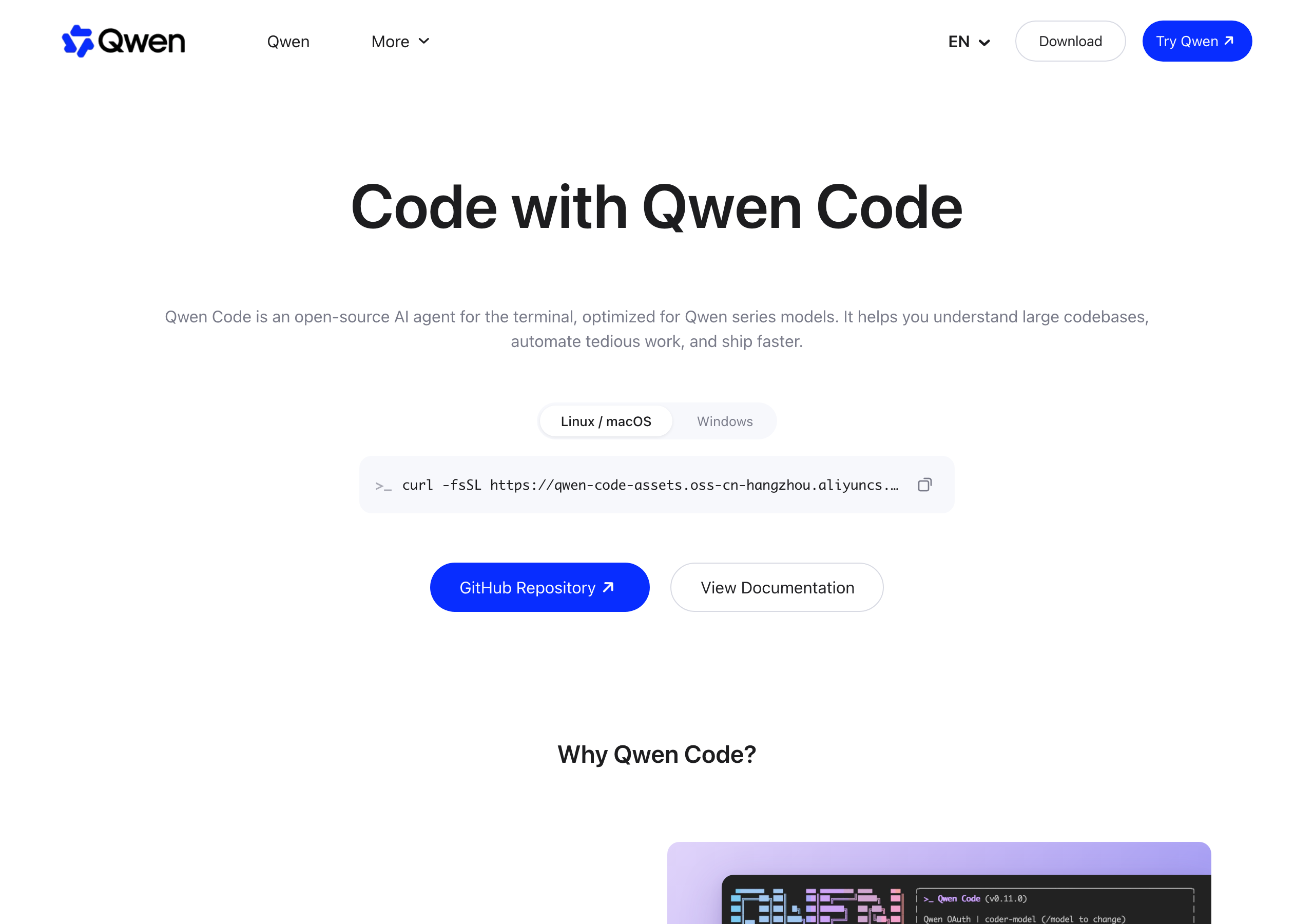 Qwen Code website