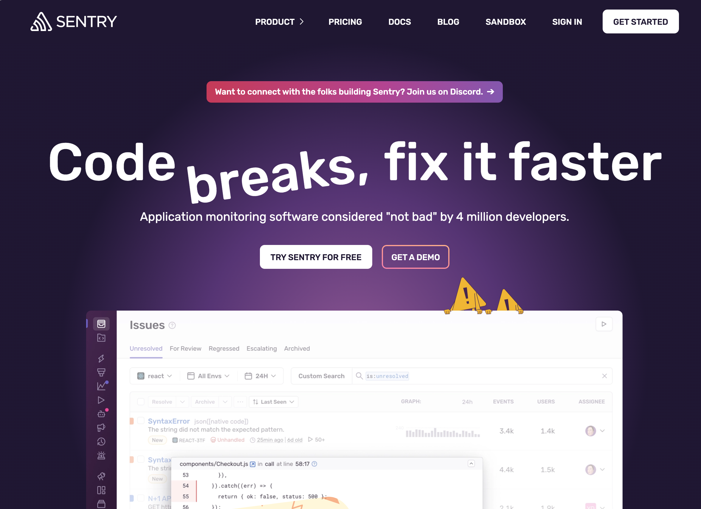Sentry - Sentry is an open-source error tracking and performance monitoring platform for developers identify, triage, and prioritize errors in real-time.