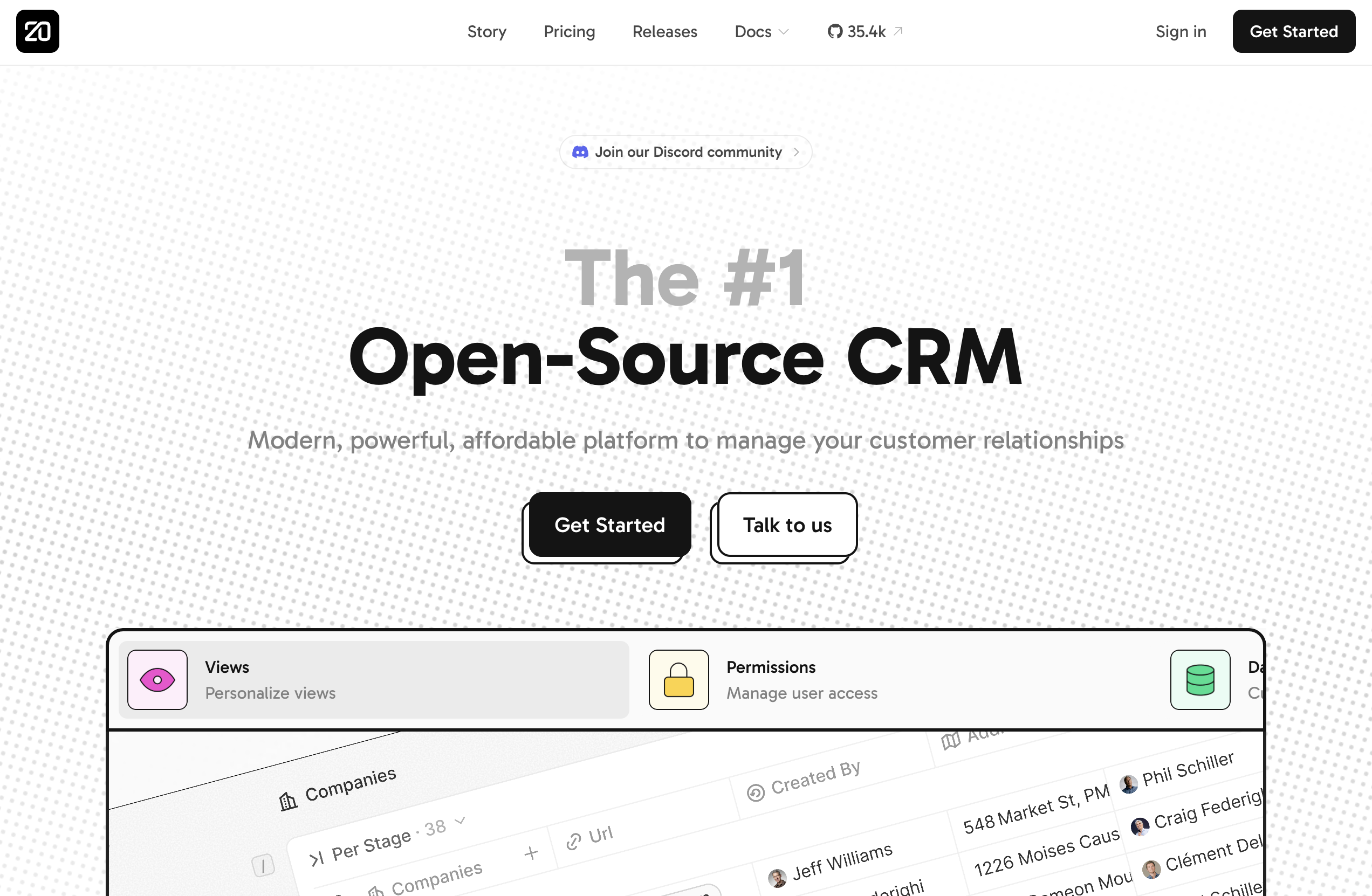 Twenty - Twenty is a modern, open-source CRM designed to be simple, powerful, and customizable for modern sales teams.
